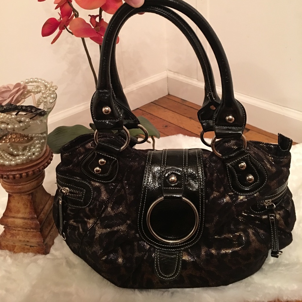 Metallic Leopard print Shoulder Bag