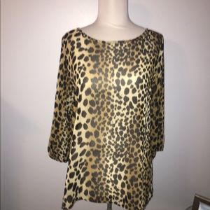 Chiffon cheetah bow blouse 🎀 M