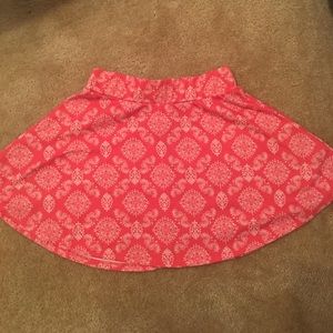 Pink and white patterned skirt