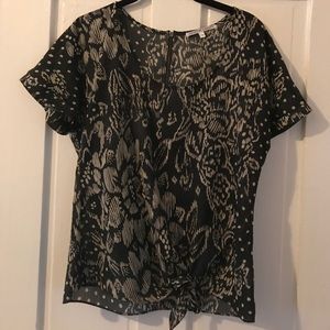 Dark green top with tie on the side