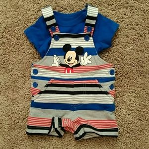 Nwot.  Mickey overalls with matching onesie