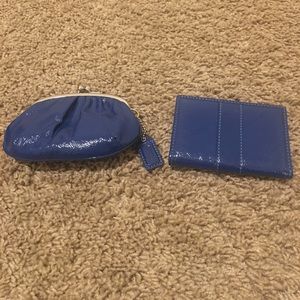 Coach blue patent leather coin purse & cardholder