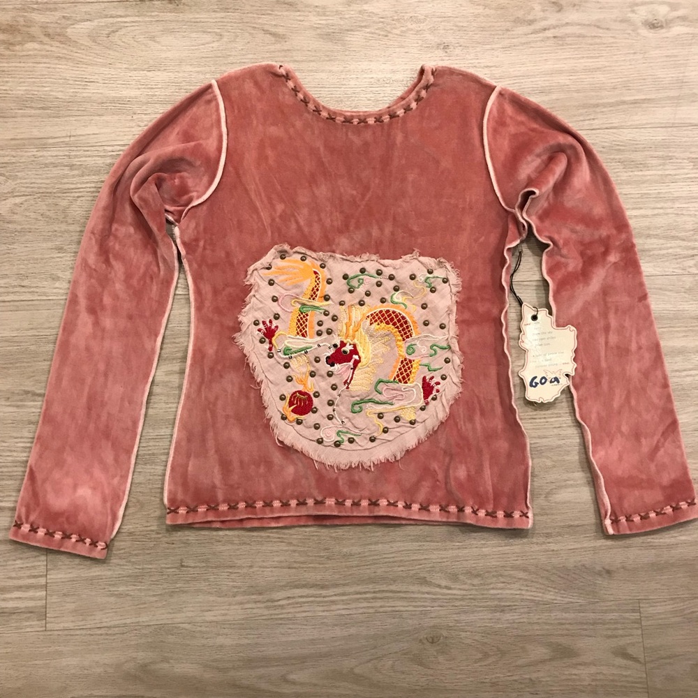 Velour top with cool embellishment on front