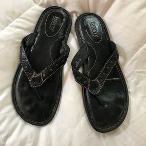 Born Black Patent Leather Flip Flops