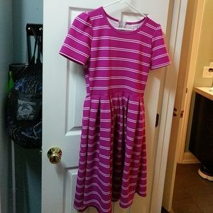 Lularoe LLR Pink Amelia dress with stripes