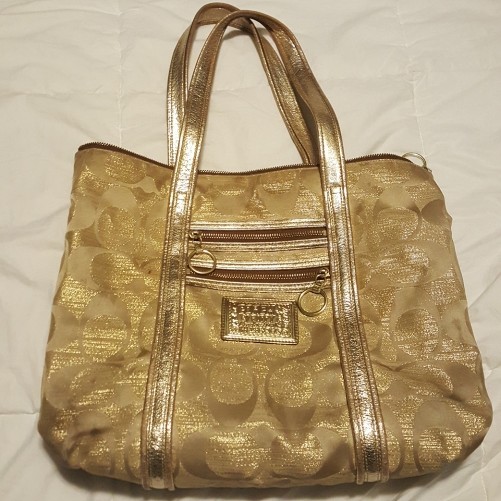 Coach Poppy Gold Large Tote