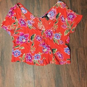 Cropped button up Hawaiian shirt