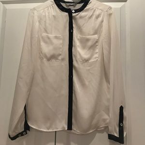 White blouse with black trim H&M