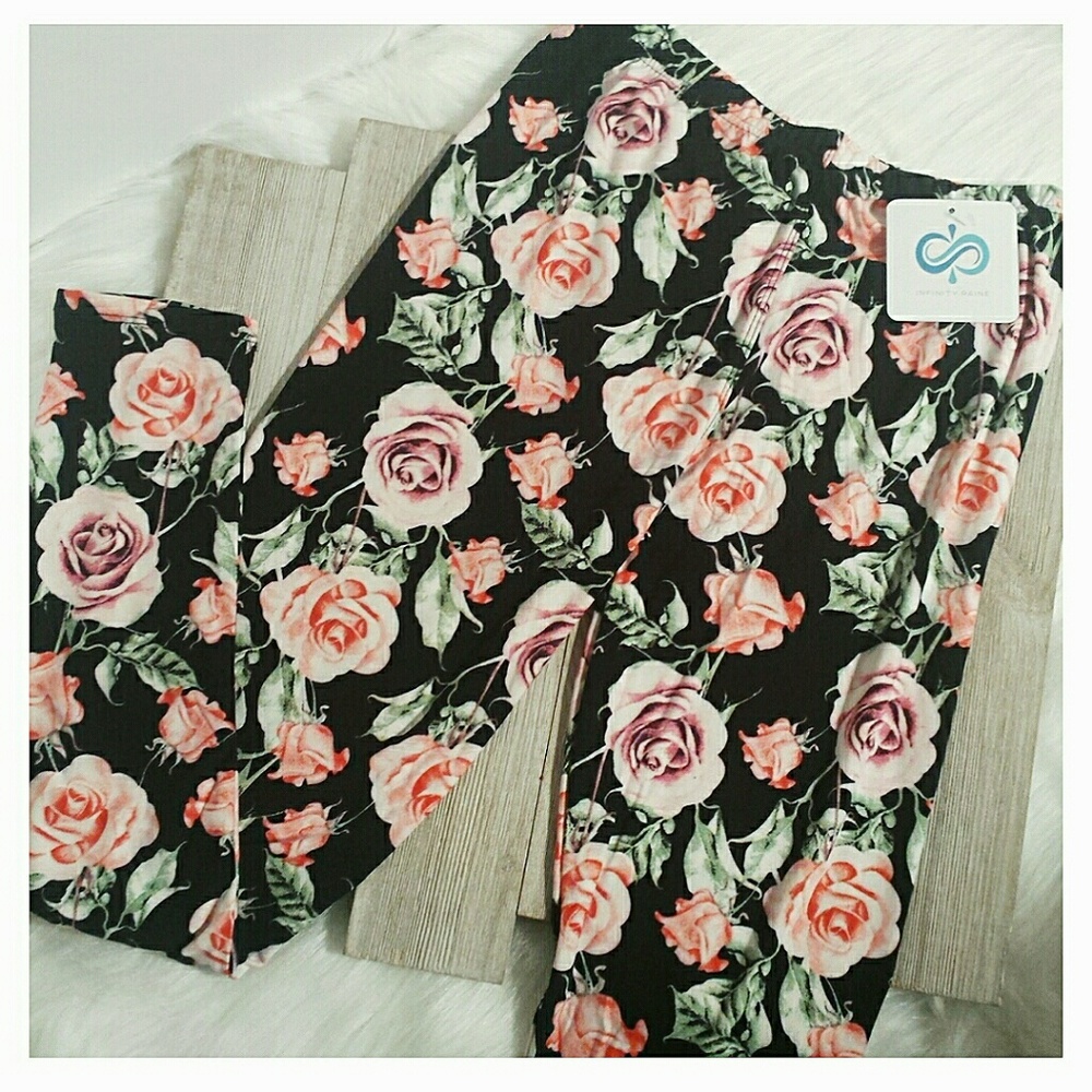 Floral Rose Print Leggings - Picture 2 of 3