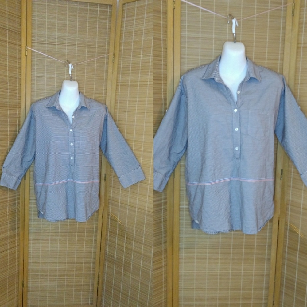 J. Crew Half Button Down Stripe Top