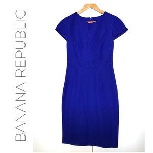 Bright blue Banana Republic dress.