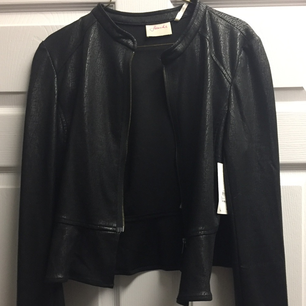 NWT Frenchi, lightweight faux leather black jacket