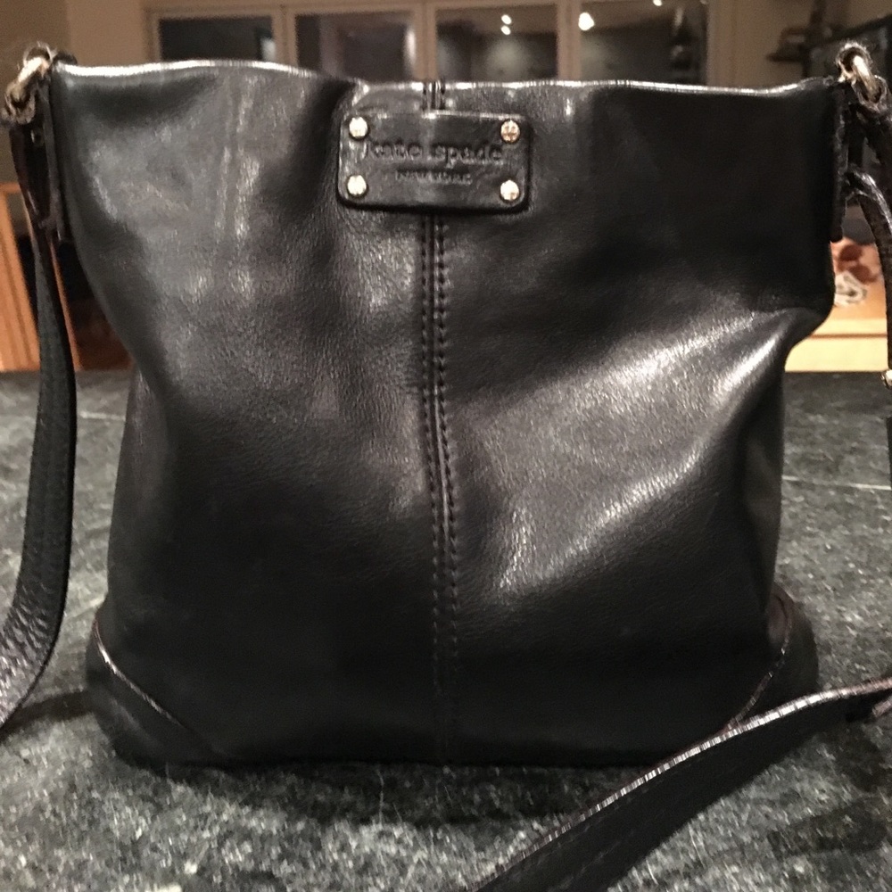 Well loved Kate Spade black leather cross body