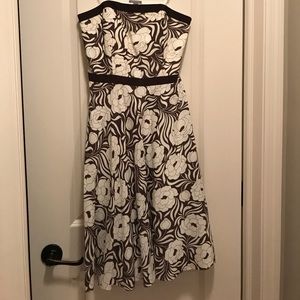 Ann Taylor strapless brown/white flowered dress 2