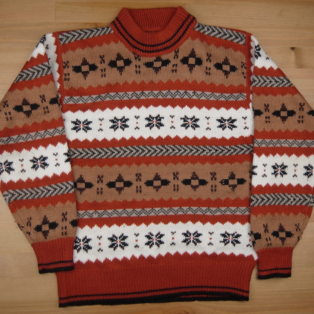 Small Geometric White Red Ugly Holiday Sweater