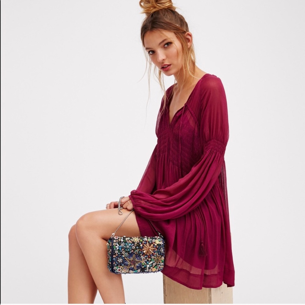 Free People smocked peasant dress/shirt size M