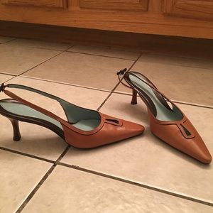 Cognac Cole Haan slingbacks.