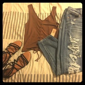 NWT American Eagle soft & sexy lace up top