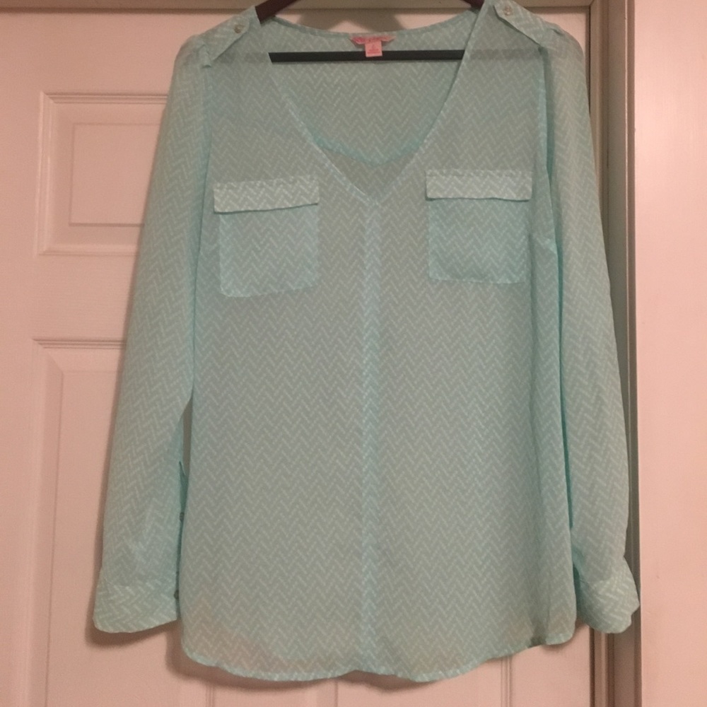 Light Blue Chevron Blouse