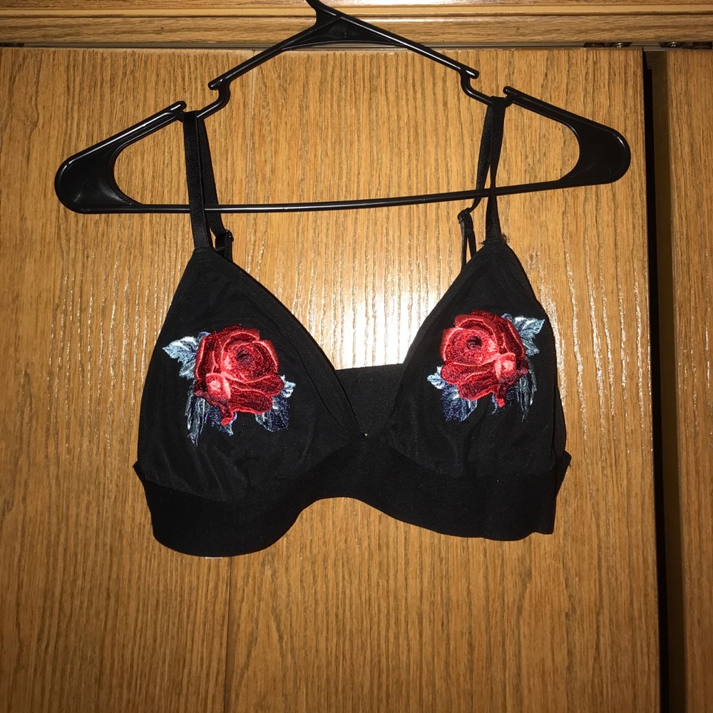 NEVER WORN Rose Embroided VS PINK Bralette