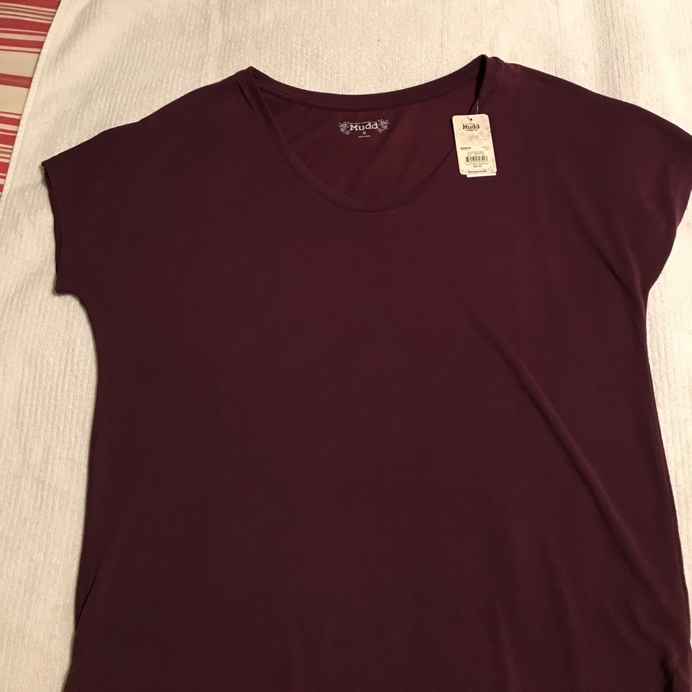 Mudd Maroon Tunic Tee M NWT