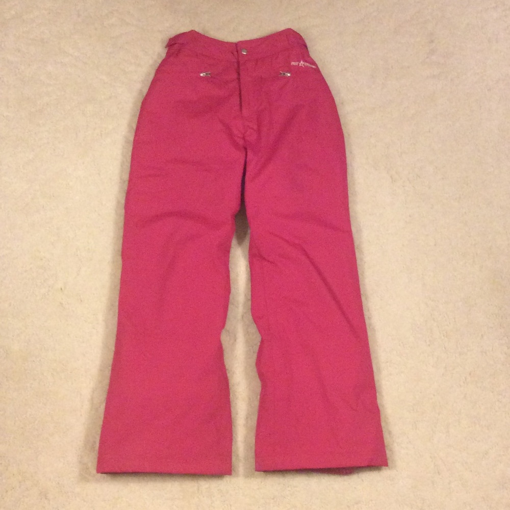 Pink snow pants with pockets