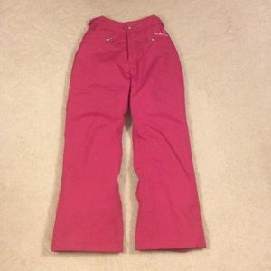 Pink snow pants with pockets