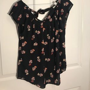Lauren Conrad black floral print top