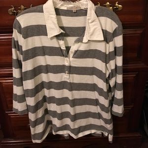 Grey/white stripe top
