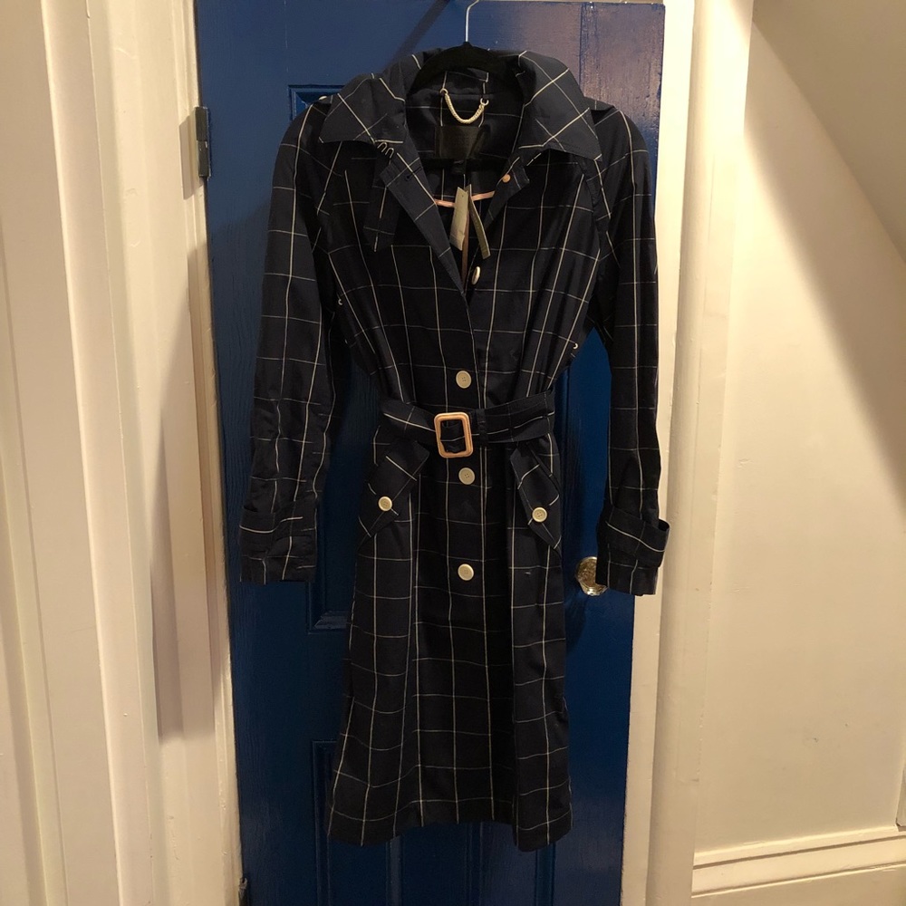JCREW COLLECTION TRENCH COAT IN WINDOWPANE