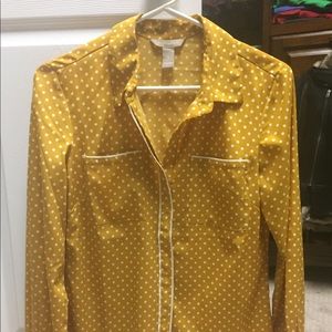 Banana Republic mustard dot silk top