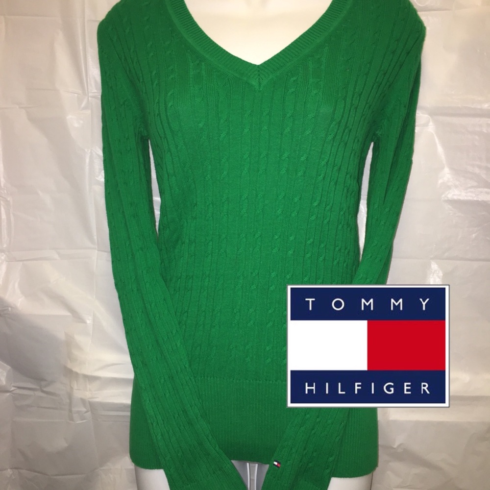 Tommy Hilfiger V-Neck Long Sleeve Sweater Size Med