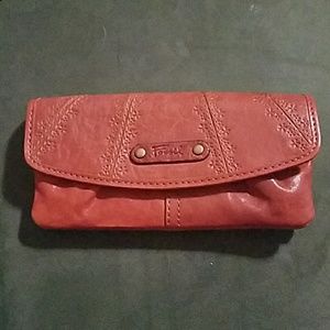 NWOT Fossil Leather Wallet Burnt Orange
