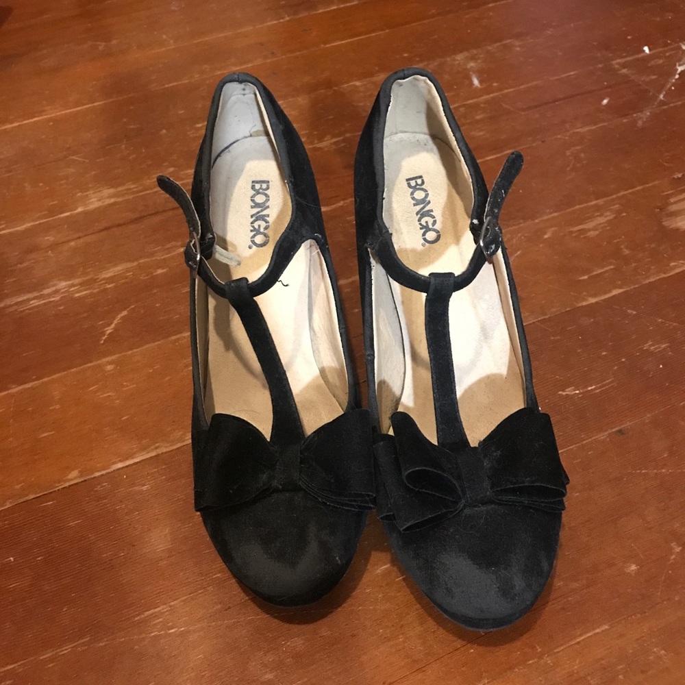Suede Bongo Black Heels.