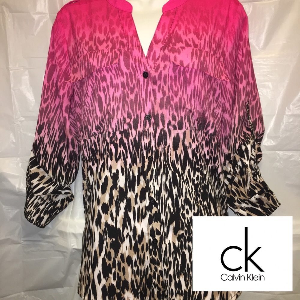 Calvin Klein Animal Pattern Blouse Multi Color