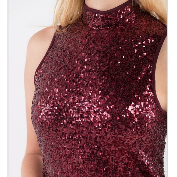 New KENSIE Sequin Jersey Mock Neck Sheath Dress - Picture 4 of 6