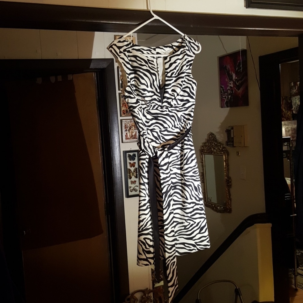 White House Black Market Zebra Print Dress sz 0
