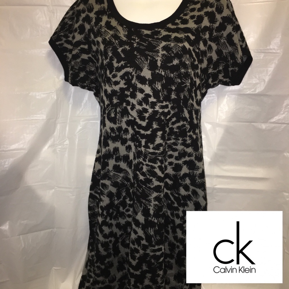 Calvin Klein Animal Print Sweater Dress Size Med
