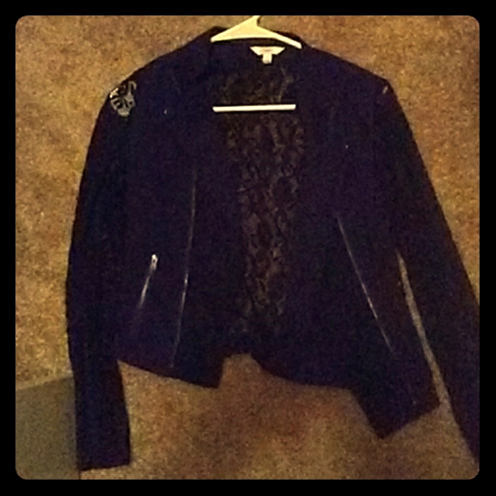 Candies Black Nylon/Lace Blazer jacket size small