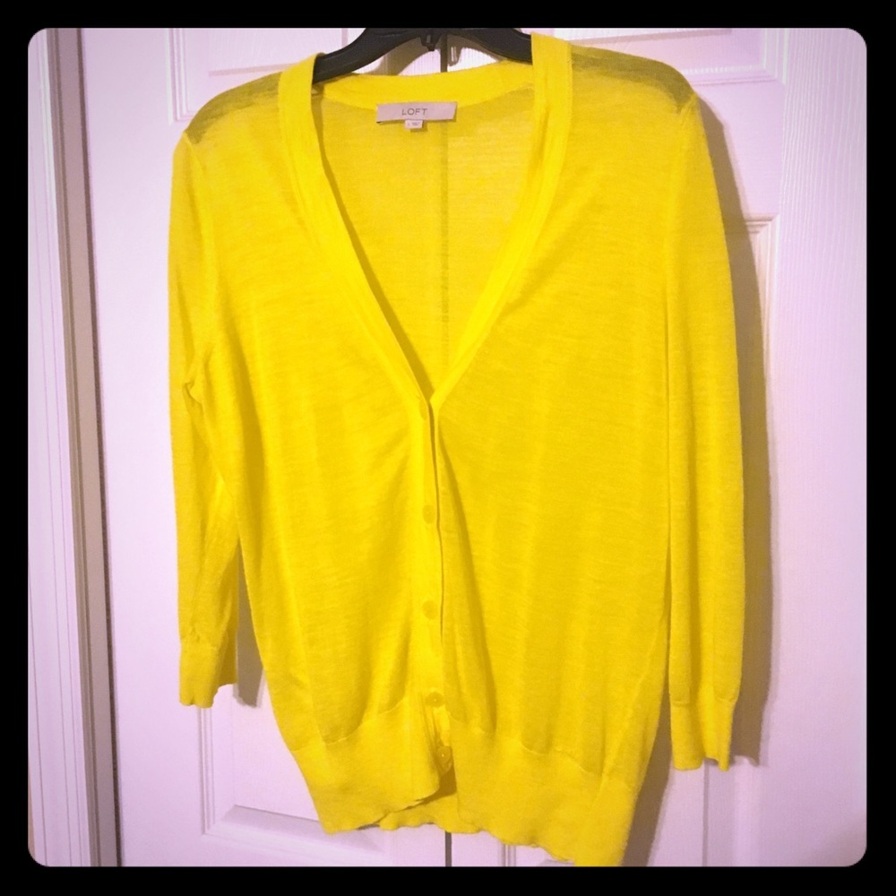LOFT Yellow Cardigan - Large