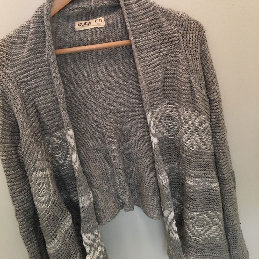 HOLLISTER GREY AND WHITE CARDIGAN XS/S