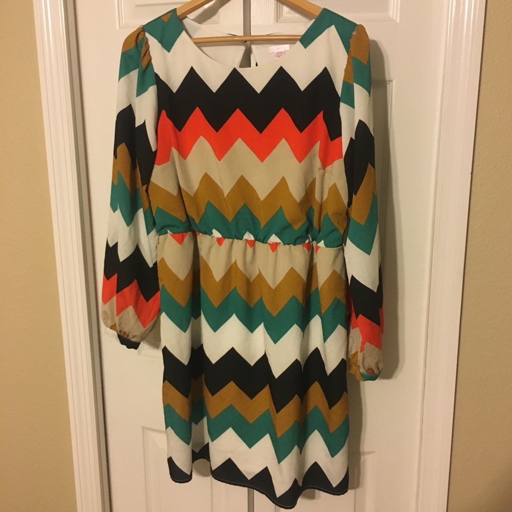 Xhilaration Long Sleeve Chevron Dress - XL