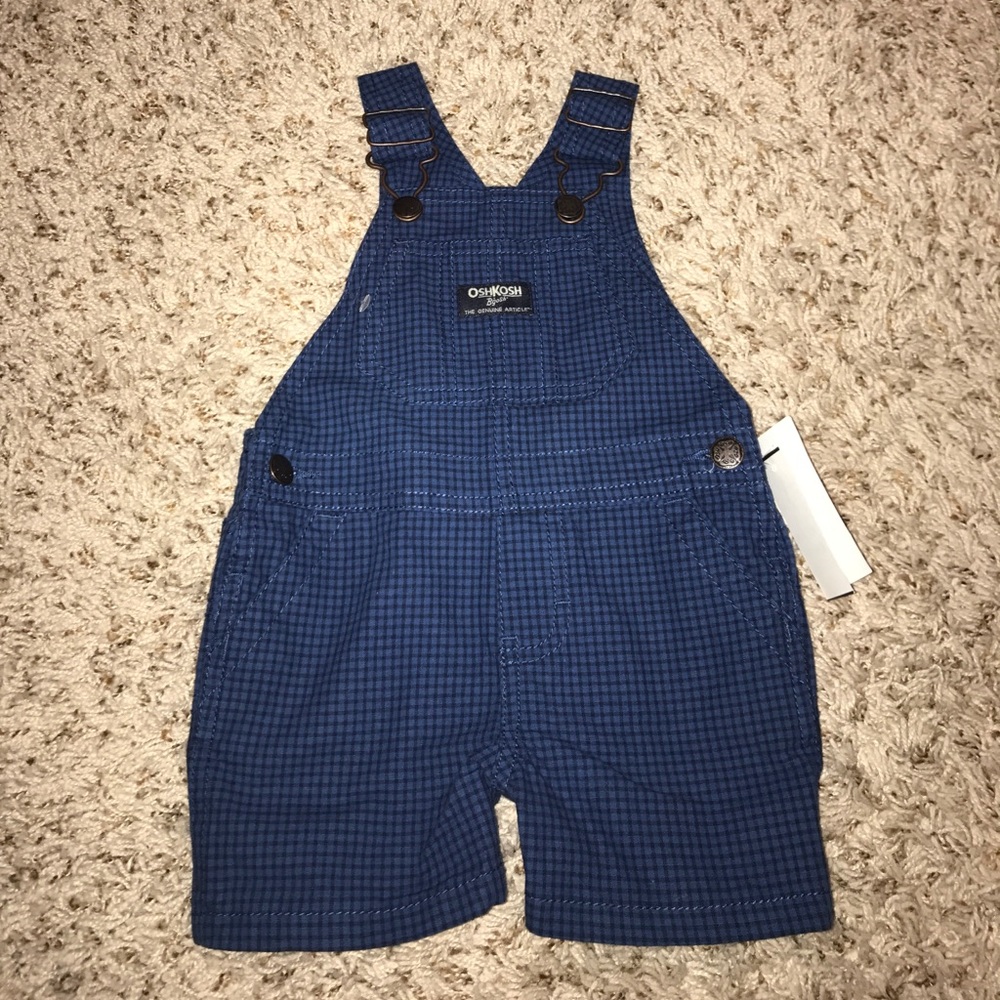 Oshkosh blue and black checkered overalls