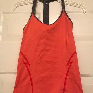 Bright orange workout shirt