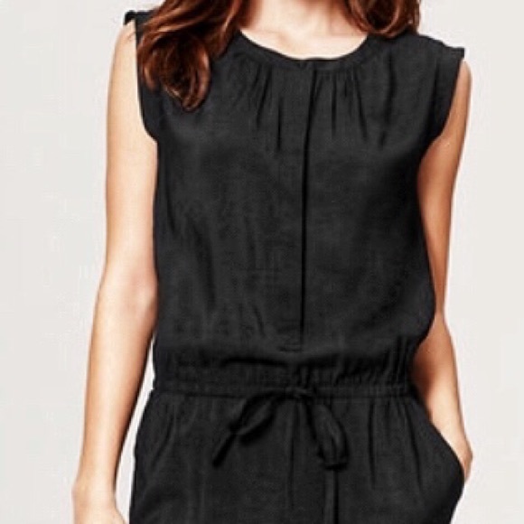 NWT LOFT Fluid Drawstring Black Jumpsuit Size: S - Picture 2 of 7
