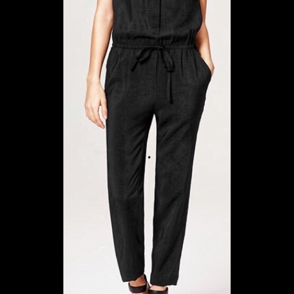 NWT LOFT Fluid Drawstring Black Jumpsuit Size: S - Picture 3 of 7