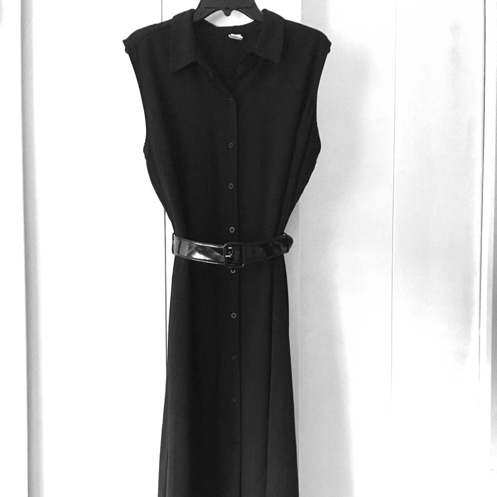 Sleeveless, button-thru, midi dress, XL