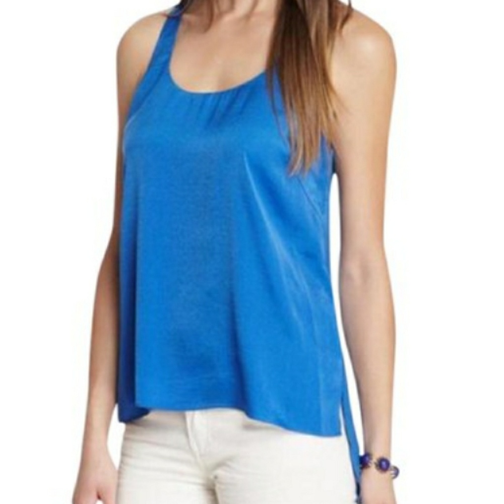 BCBG MAXAZRIA Blue Twist Back Tank sz S