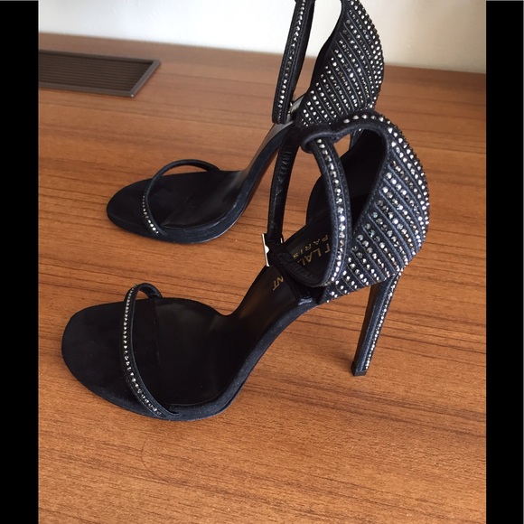 YSL Strass Embellished Black Sandal - Picture 4 of 5