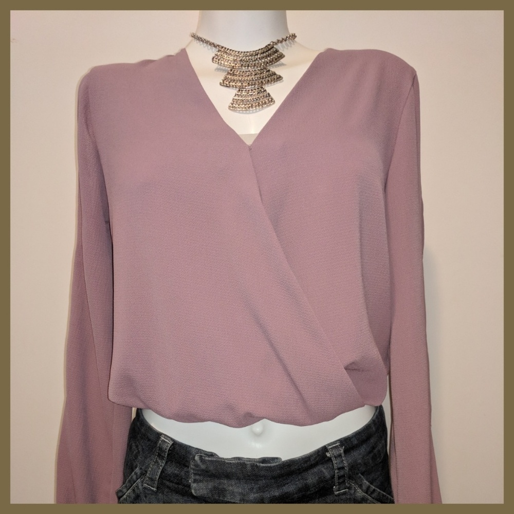 Day G Faux Wrap Long Sleeve Blouse